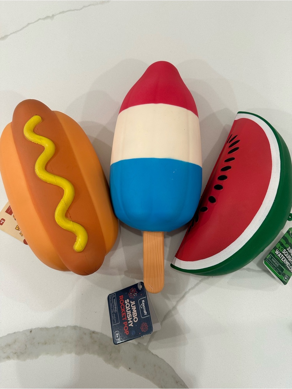 Keycraft Squishy Food set Trio - jumbo squishy rocket pop, watermelon & hot dog